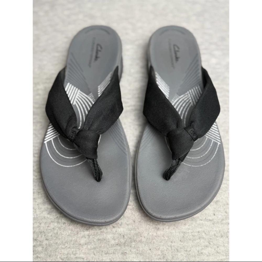 Clarks Cloudsteppers Arla Glison Flip Flop Thong Sandals Women's Gray Casual 10M